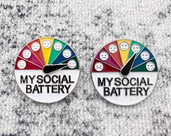 My Social Battery Enamel Pins Mood Tracker Badge Cute Emotion Brooch Gift for Him/Her