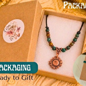 Real Copper Sunlower Necklace Boho Handmade Gift Birthday Women Statement Jewelry Artisan Crafted Vintage Style Nature Inspired Floral image 15
