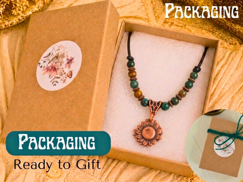Real Copper Sunlower Necklace Boho Handmade Gift Birthday Women Statement Jewelry Artisan Crafted Vintage Style Nature Inspired Floral image 15