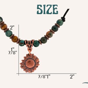 Nature Inspired Jewelry Copper Sunflower Necklace Handmade Pendant Vintage Bohemian Style Statement Piece Artisan Crafted Charm Leather Cord Adjustable Length Birthday Gift Teen Women Genuine Metal Flower Boho Accessory Rustic Design