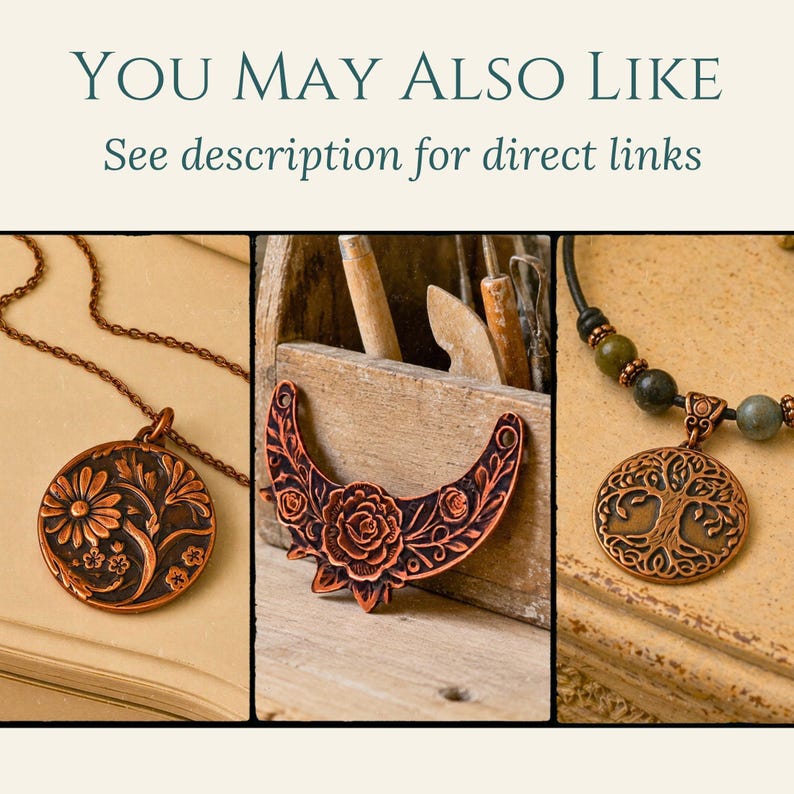 Copper Flower Necklace Handmade Gift Birthday Teen Women Jewelry Boho Pendant Statement Piece Artisan Crafted Daisy Charm Leather Cord image 12