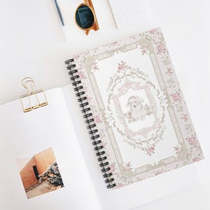 Floral Bunny Spiral Notebook - Ruled Line, Cute Journal, School Supplies, Gift for Her, Writing, Note Taking