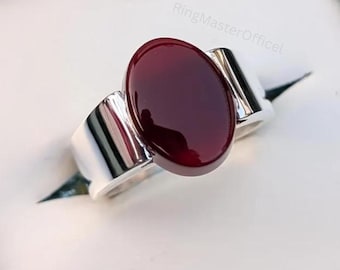 Brown Yemeni Aqeeq Men’s Ring – Handmade 925 Sterling Silver Gemstone Ring
