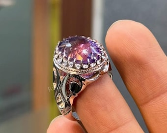Handmade Natural Amethyst Ring – 925 Sterling Silver Purple Gemstone Ring