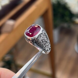 Handmade African Ruby Ring: Sterling Silver Mens Ring