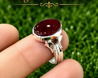 Brown Yemeni Aqeeq Men’s Ring – Handmade 925 Sterling Silver Gemstone Ring