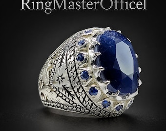 15 Carat Natural Blue Sapphire Ring – Handmade 925 Sterling Silver – Real Neelam Gemstone Ring