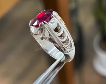 Natural 12 Carat Red Ruby Ring – Handmade 925 Sterling Silver – African Gemstone Jewelry