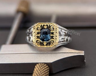 Handmade Blue Topaz Statement Ring, 925 Sterling Silver Gemstone Jewelry