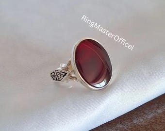 Handmade Yemeni Aqeeq Ring: 925 Sterling Silver Mens Ring