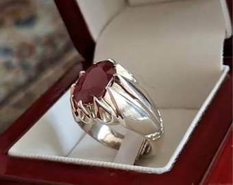 12 Carat Red Ruby Ring: Handmade Sterling Silver, Natural African Ruby