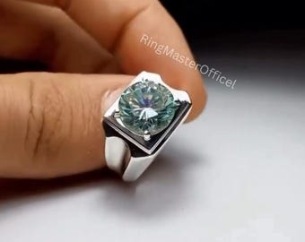 Yemeni Aqeeq Sterling Silver Ring - Handmade Mens Gemstone Ring