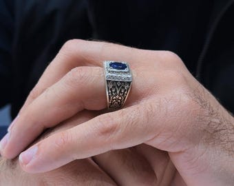 2 Carat Natural Blue Sapphire Ring – Handmade 925 Sterling Silver – Real Neelam Gemstone Ring