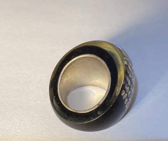 Rare Vintage Art Deco Lucite Rhinestone Domed Rin… - image 2