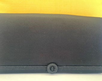 Vintage Magid Black Satin Clutch, Evening Bag with Mirror