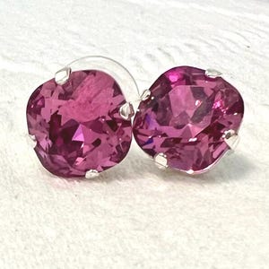 Swarovski Rose Pink Crystal Stud Earrings, Huge Crystal Stud Earrings