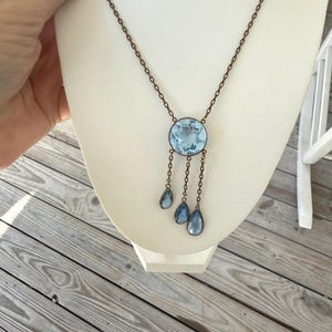 Vintage Art Deco Style Blue Stone Drop Necklace image 9