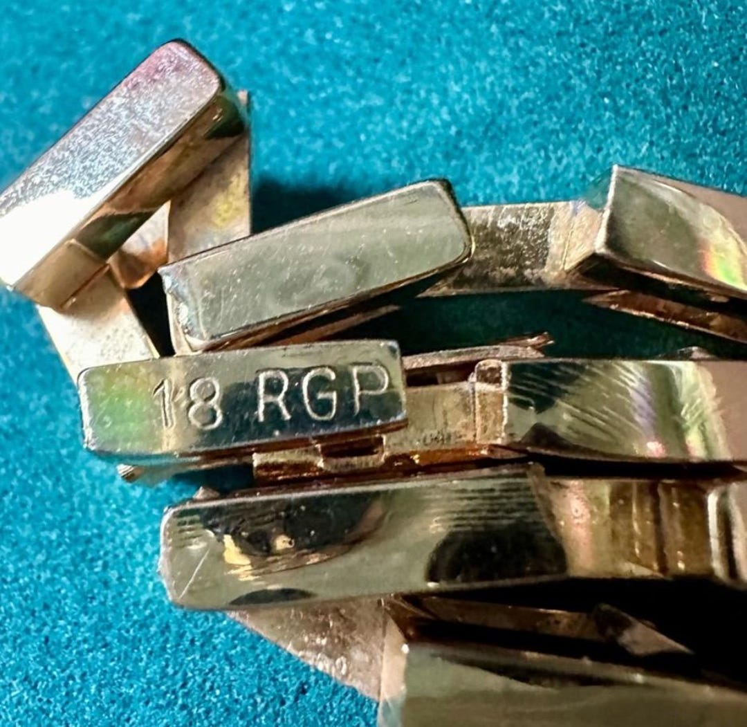 Vintage French 18k RGP Rolled Gold Plated Link Bracelet Size 6 3/4 ...