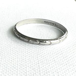 18K White Solid Gold Vintage Hand Engraved Art Deco Wedding Band, Stacking Band, Bridal rings, Vintage Wedding Ring, White Gold ring