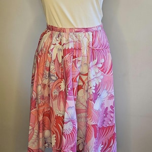 Vintage Pink Floral A-Line Skirt