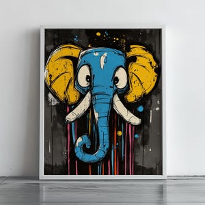 Abstract Elephant Wall Art - Vibrant Colorful Animal Print, Modern Decor, Playful Nursery Art, Printable Elephant Artwork, Digital Print 257
