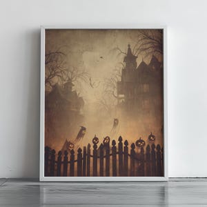 Vintage Halloween Printable Wall Art - Spooky Haunted House, Rustic Gothic Style, Moody Autumn Decor, Digital Download Art Print 41