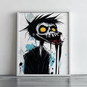 Abstract Spooky Vampire Printable - Dark Gothic Wall Art, Halloween Decor, Moody Art Print, Unique Vampire Painting, Creepy Home Decor 249