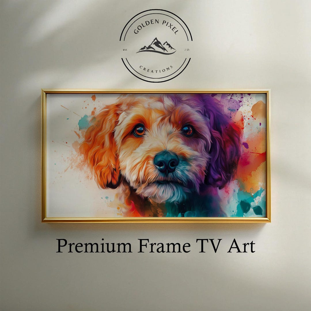 Modern Cockapoo Watercolor Art, Frame TV Wall Art, Fluffy Dog Art Print ...