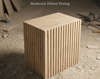 Consola de Travertino Acanalado Hecha a Mano, Pedestal de Piedra Modernista, Consola Arquitectónica de Lujo, LuleMarble