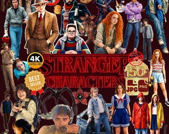 Stranger Inspired Full Body Characters Clipart Bundle 150+ PNG JPG | Famous Quotes & Elements | Upside down fantasy, Horror creepy Printable