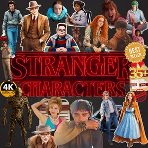 Stranger Characters Clipart 35+ | Creepy Horror Wall Art PNG JPG | Upside Down Fantasy Characters | Printable