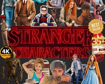 Stranger Characters Clipart 35+ | Gruselige Horror Wand Kunst PNG JPG | Upside Down Fantasy Charaktere | Druckbar