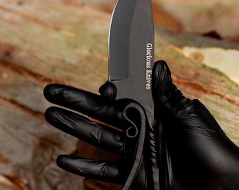 Hand Forged 1095 High Carbon steel  Black Coated skinning knife