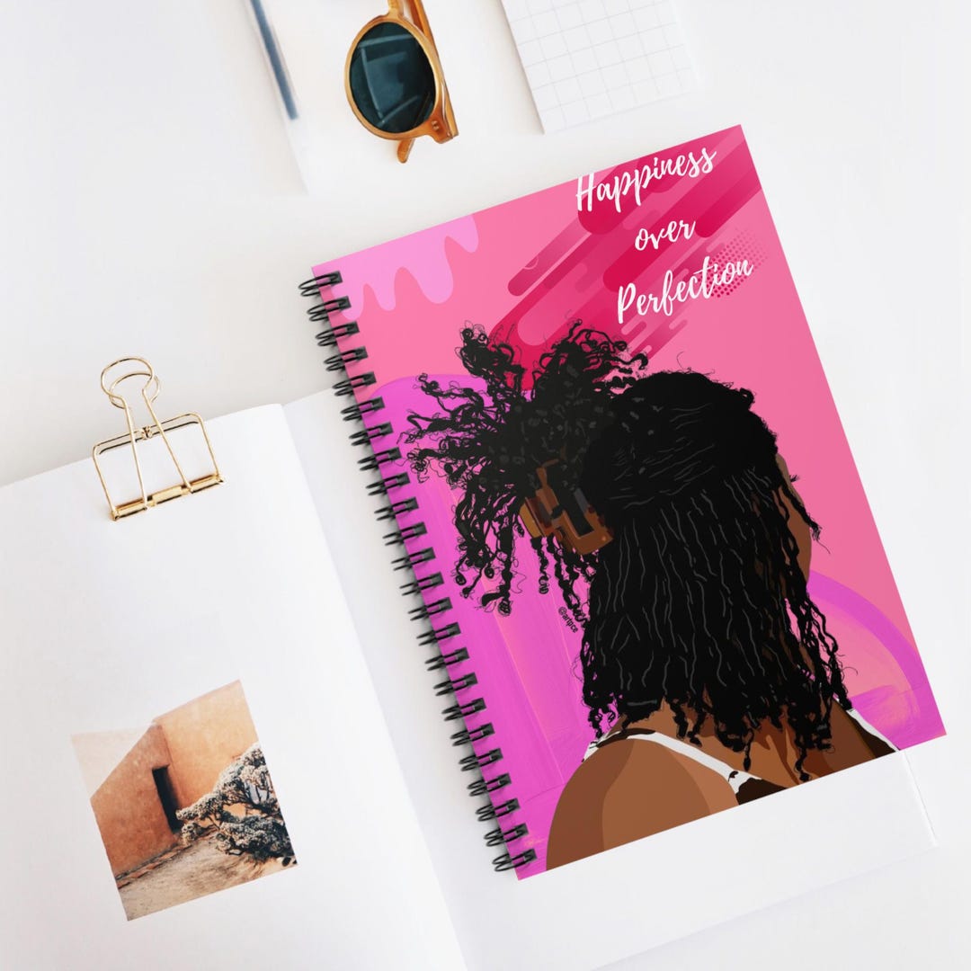 Inspirational Spiral Notebook for Women - Happiness Over Perfection ...