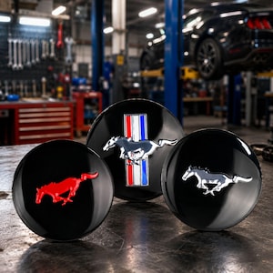 Ford Mustang Fälgklistermärken | 56 mm Glansiga dekaler (Set om 4)