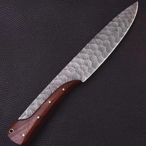 Damascus Steel Full Tang Bowie Knife – 12 Inch Handmade Drop Point Hunting Blade| WHITESMITHBLADES