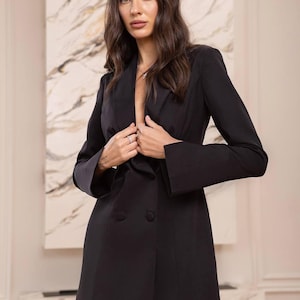 white christmas dresses Abigail Blazer | Black | Deep V-Neck main image 0