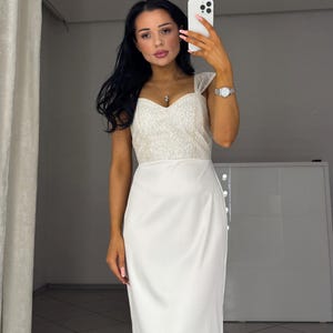 White Glitter Corset Midi Dress: Bridal, Civil Wedding
