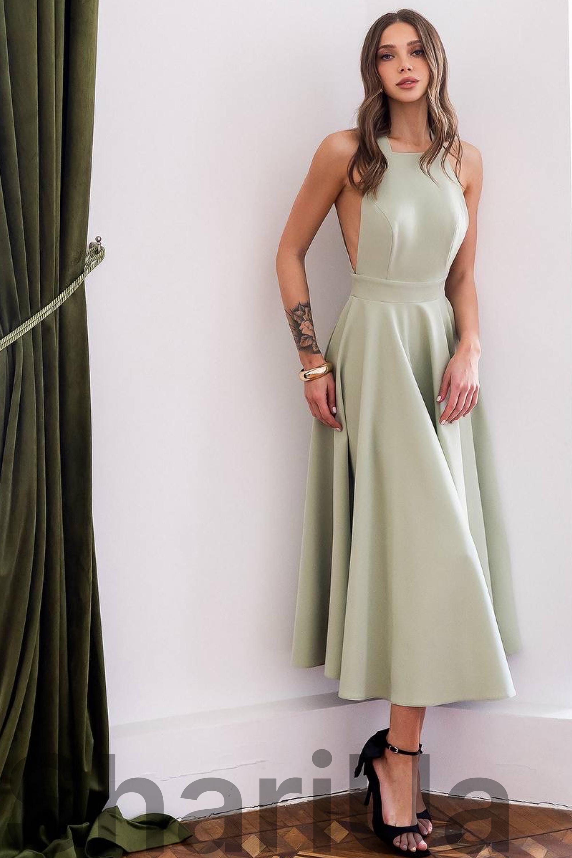 Dark Olive Green Midi Dress - Etsy