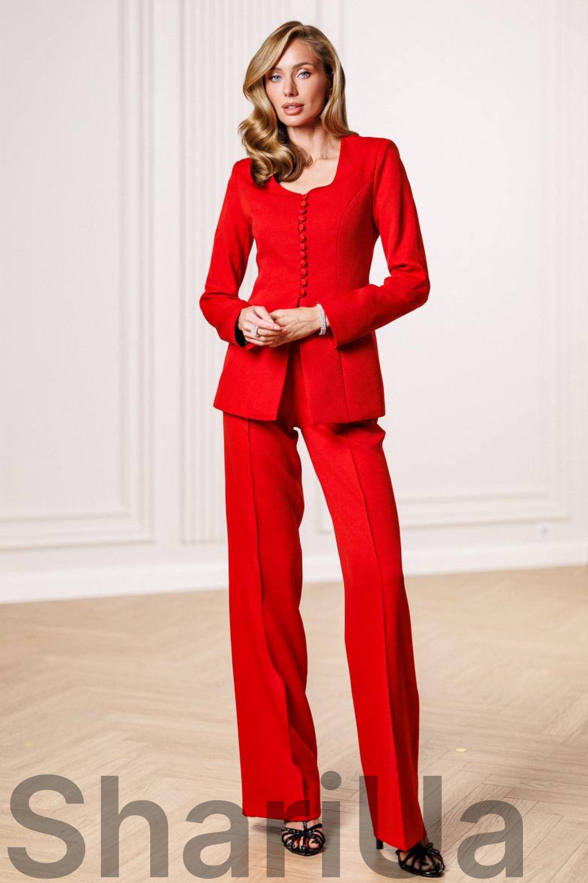 Combinaison Deux Pièces Pour Femme - Veste Avec Manches Chauve-souris Et Pantalon Ample, Style Mariage Ou Affaires