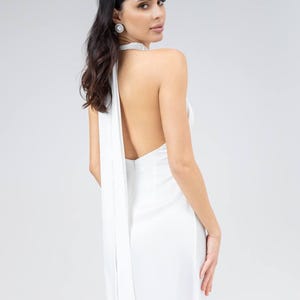 White Satin Maxi Dress: Off-Shoulder Bridal Gown, Open Back