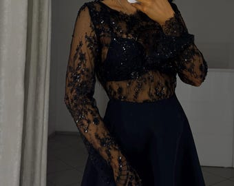 open lace back dress High Couture NR2214 Long Sleeve Prom Formal Evening Gown main image 0