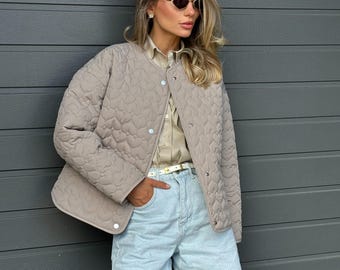 Oversized Quilted Puffer Jacket: Waterproof Lightweight Bomber