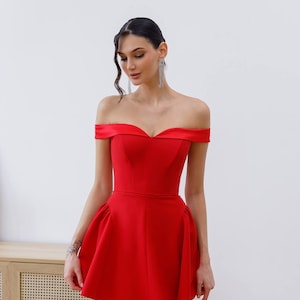 Off-Shoulder Corset Mini Dress: Baby Doll Style, Voluminous Skirt