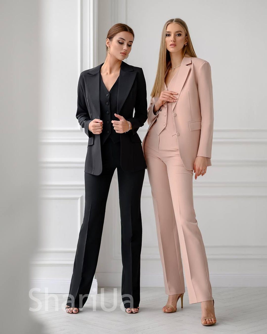 Tomwell Hosenanzug Damen Tüll Abendanzug Sets Zweiteiler Chiffon Shirt
