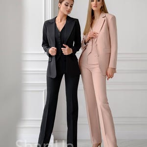 Business women's suit  – three piece blazer pants and vest set, elegant office outfit- suit for women-Women Suit, 3-piece Pantsuit for Women
