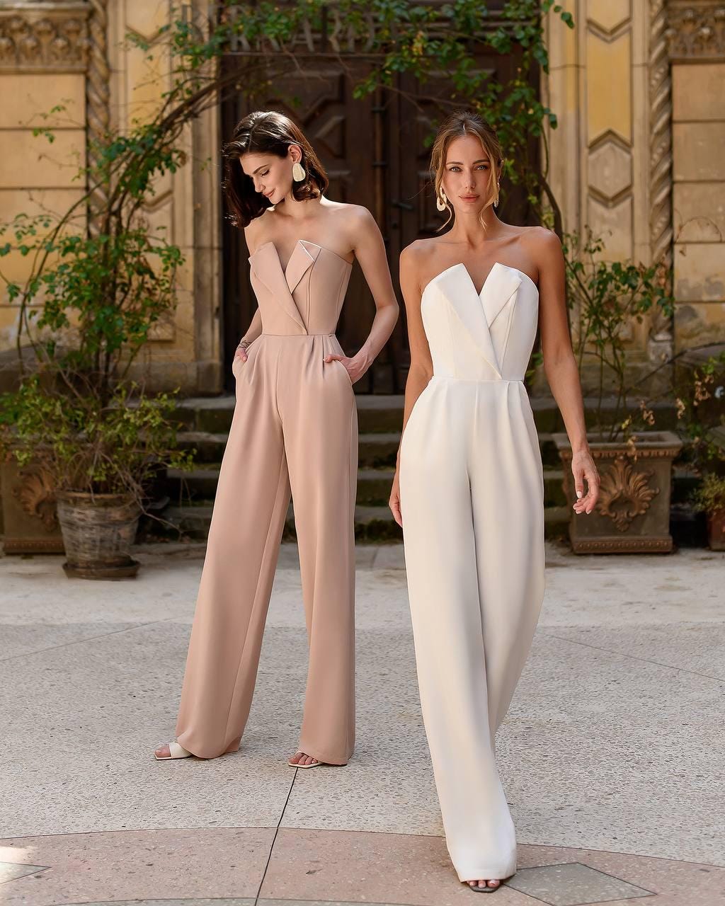 Guest Wedding Rehearsal Jumpsuit Ivory Strapless Jumpsuit Bridal