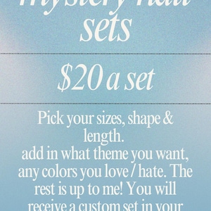 mystery presson nails |  pressons | hand painted | handmade | nail art | nail artist | gel polish | mystery | surprise | surprise nails