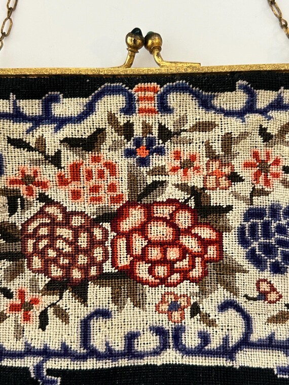 Vintage 1940s Needlepoint Tapestry Purse