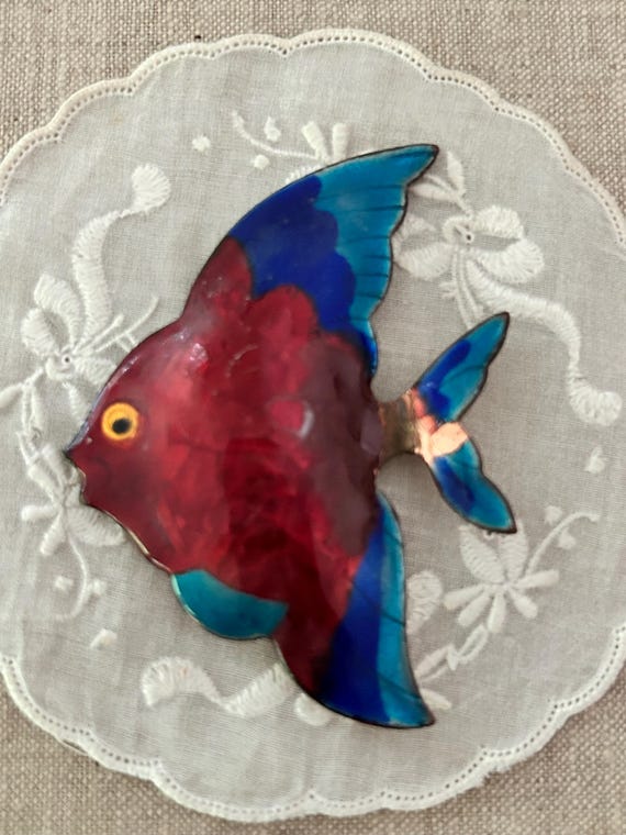 Vintage Mid Century Artisan Angelfish Pin